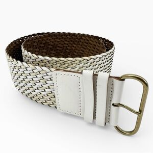 Banana Republic Woven Leather Belt Soft Cream Beige